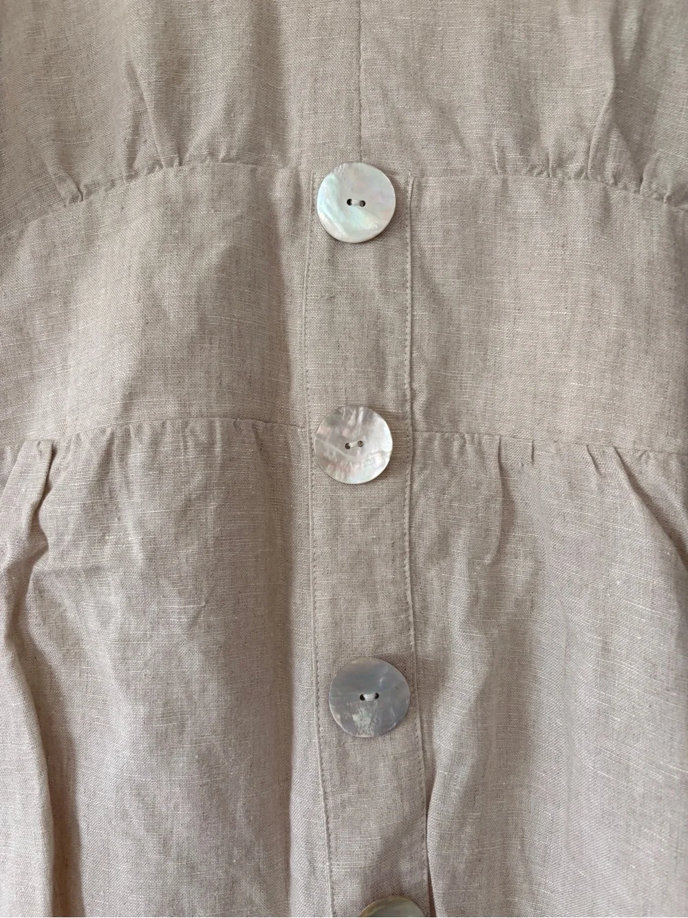 Reformation Natural Beige Linen Button-Front Mini Dress - Picture 2 of 3